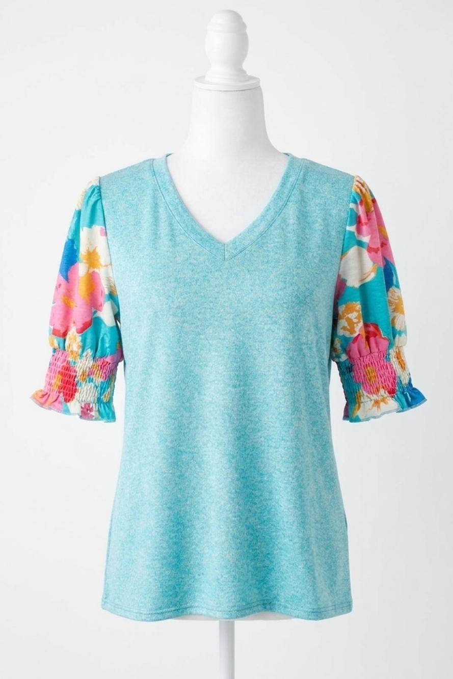 NEW HAPTICS kristi v-neck top in aqua